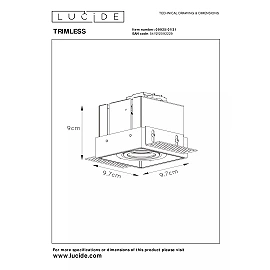 TRIMLESS iebūvējamais griestu prožektors 9,7 cm × 9,7 cm × 9 cm 1x50W balta (Lucide)