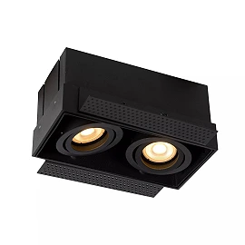 TRIMLESS iebūvējamais griestu prožektors 18,5 cm × 9,7 cm × 9 cm 2x50W melna (Lucide)
