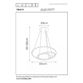 TRINITI LED pendant light Ø80 cm 32 W 3000K black (Lucide)