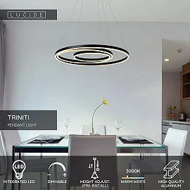 TRINITI LED pendant light Ø80 cm 32 W 3000K black (Lucide)