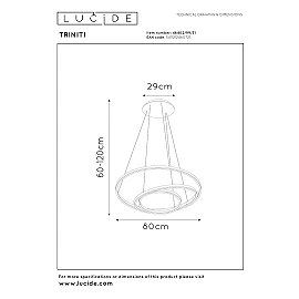TRINITI LED pendant light Ø80 cm 32 W 3000K white (Lucide)