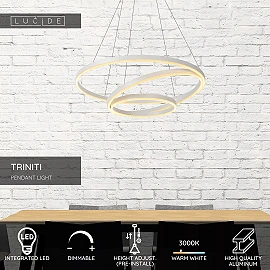 TRINITI LED pendant light Ø80 cm 32 W 3000K white (Lucide)