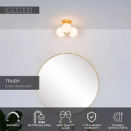 TRUDY vannasistabas griestu lampa 3 x 40 W G9 IP44 matēta zelta/misiņa (Lucide)