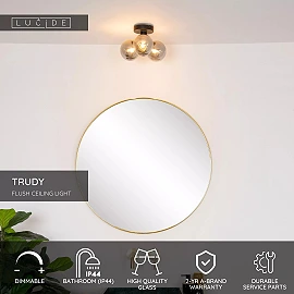 TRUDY Flush ceiling light Bathroom 3x40W G9 IP44 Black (Lucide)