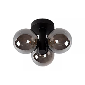 TRUDY Flush ceiling light Bathroom 3x40W G9 IP44 Black (Lucide)