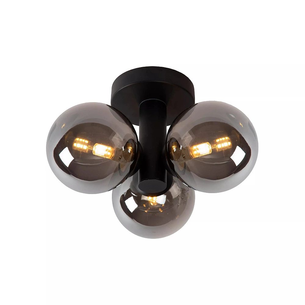 TRUDY Flush ceiling light Bathroom 3x40W G9 IP44 Black (Lucide)