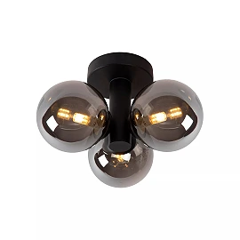 TRUDY Flush ceiling light Bathroom 3x40W G9 IP44 Black (Lucide)
