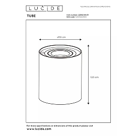 TUBE Table lamp Ø9.6 cm LED 3 StepDim GU10 1x5W 2700K White (Lucide)