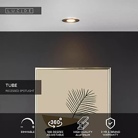 TUBE Recessed spotlight Ø9.2 cm 1xGU10 50W Satin Chrome (Lucide)