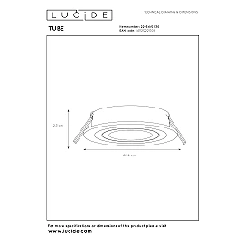 TUBE Recessed spotlight Ø9.2 cm 1xGU10 50W Black (Lucide)