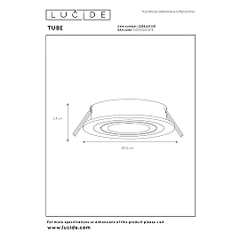 TUBE Recessed spotlight Ø9.2 cm 1xGU10 50W White (Lucide)