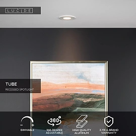 TUBE Recessed spotlight Ø9.2 cm 1xGU10 50W White (Lucide)