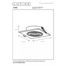 TUBE Recessed spotlight 1xGU10 50W Black (Lucide)