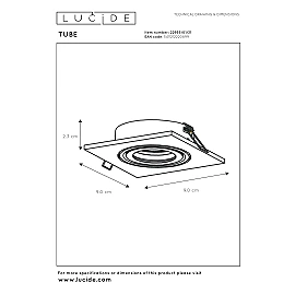 TUBE Recessed spotlight 1xGU10 50W White (Lucide)