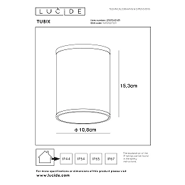 TUBIX outdoor ceiling light 1x24W E27 white (Lucide)