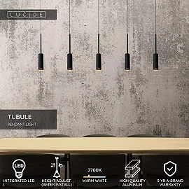 TUBULE piekaramā lampa 101 cm LED 5 x 7W 2700K melna (Lucide)
