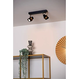 TUNDRAN griestu prožektors 2xGU10 melns (Lucide)