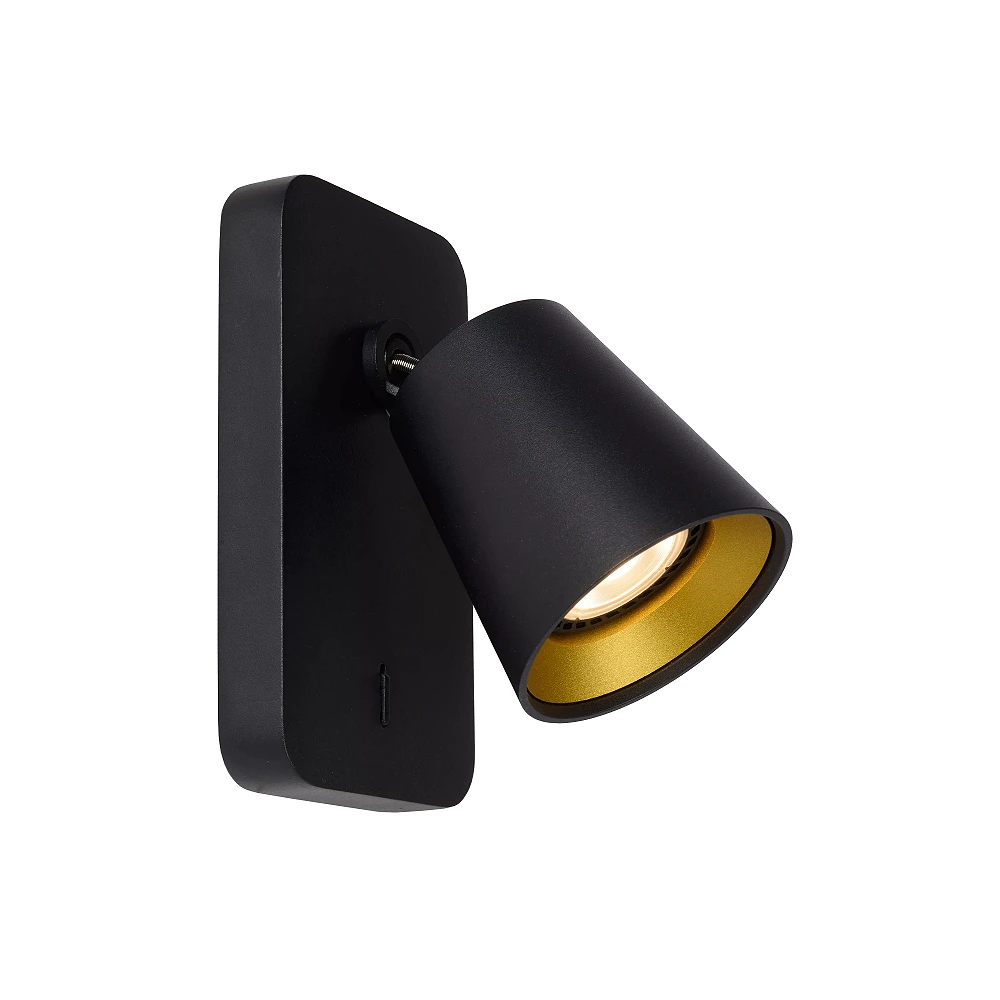 TURNON gultas / sienas lampa 1x5W melna / matēts zelts (Lucide)