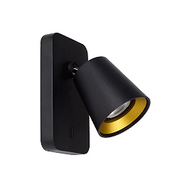 TURNON gultas / sienas lampa 1x5W melna / matēts zelts (Lucide)