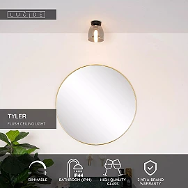TYLER Bathroom flush ceiling light 1x33W G9 IP44 Black (Lucide)