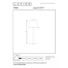 TYON rechargeable outdoor table lamp LED 1x2W matt gold (Lucide)