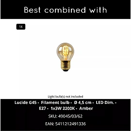 Griestu lampa TRICIA Ø25 cm 1xE27 15W matēta zelta/misiņa (Lucide)