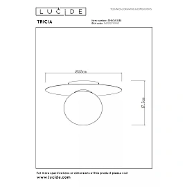 Griestu lampa TRICIA Ø25 cm 1xE27 15W melna (Lucide)