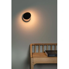 UFOR LED dim-to-warm wall light Ø12 cm black (Lucide)