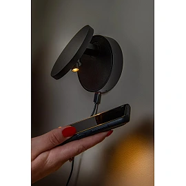 UFOR LED dim-to-warm wall light Ø12 cm black (Lucide)