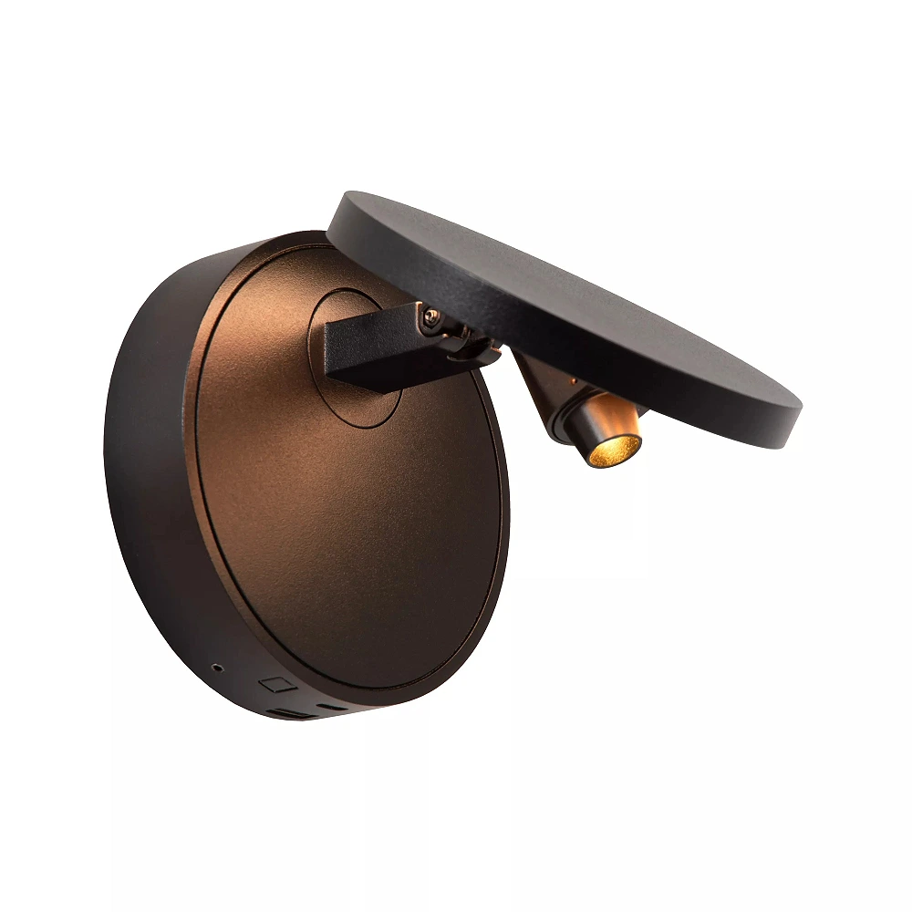 UFOR LED dim-to-warm wall light Ø12 cm black (Lucide)
