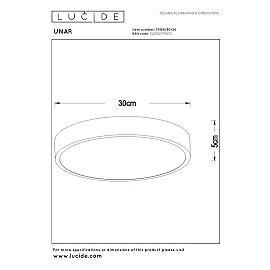 UNAR griestu lampa Ø30 cm LED 3 StepDim 18W 2700K melna (Lucide)
