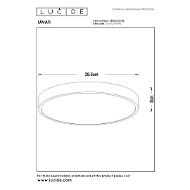 UNAR griestu lampa Ø39,5 cm LED 3 StepDim 24W 2700K melna (Lucide)