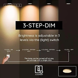 UNAR griestu lampa Ø49,5 cm LED 3 StepDim 36W 2700K matēta zelta/misiņa (Lucide)