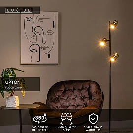 UPTON Floor lamp 3xGU10 40W Smoke Grey (Lucide)