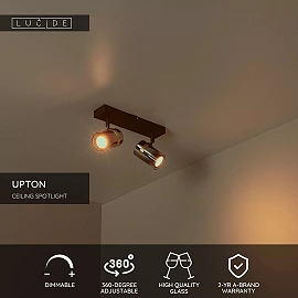 UPTON Ceiling spotlight 2xGU10 40W Smoke Grey (Lucide)