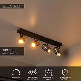UPTON Ceiling spotlight 14,5x9 cm 4xGU10 smoke grey (Lucide)
