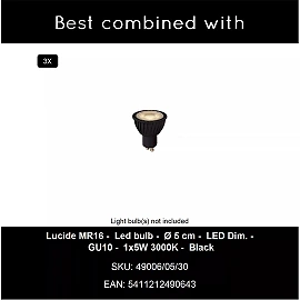 UPTON Ceiling spotlight 3xGU10 40W Smoke Grey (Lucide)