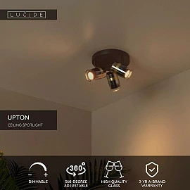 UPTON Ceiling spotlight 3xGU10 40W Smoke Grey (Lucide)