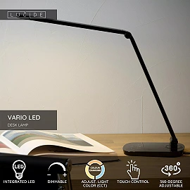 VARIO LED darba galda lampa LED 8W CCT melna (Lucide)