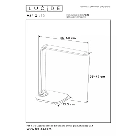 VARIO LED darba galda lampa LED 8W CCT melna (Lucide)