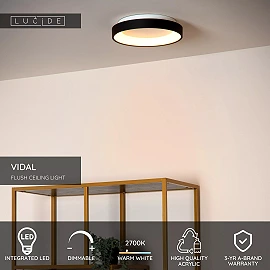 VIDAL ceiling light Ø28 cm LED 20 W 2700 K black (Lucide)