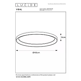 VIDAL ceiling light Ø48 cm LED 38 W 2700 K black (Lucide)