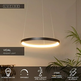 VIDAL pendant light Ø58 cm LED 48 W 2700 K black (Lucide)