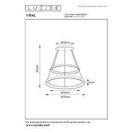 VIDAL pendant light Ø78 cm LED 92 W matt gold / brass (Lucide)