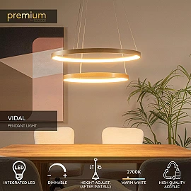 VIDAL pendant light Ø78 cm LED 92 W matt gold / brass (Lucide)