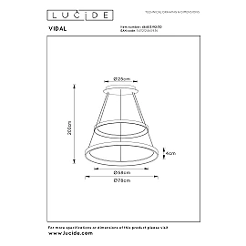 VIDAL pendant light Ø78 cm LED 92 W 2700 K black (Lucide)