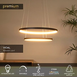 VIDAL pendant light Ø78 cm LED 92 W 2700 K black (Lucide)