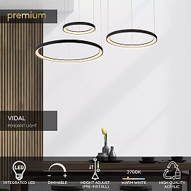 VIDAL piekaramā lampa LED dim. 1x120W melna (Lucide)