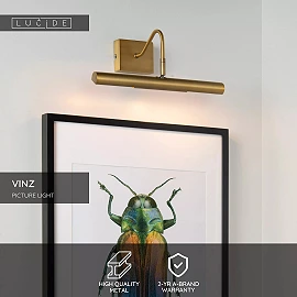 VINZ picture light 2 x 28 W G9 matt gold/brass (Lucide)