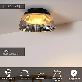 VIXI griestu lampa Ø35 cm LED 17,6W 2900K dūmu pelēka (Lucide)